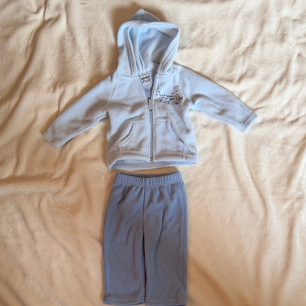 Vintage 80’s Light Blue Baby Hoodie and Pants Set